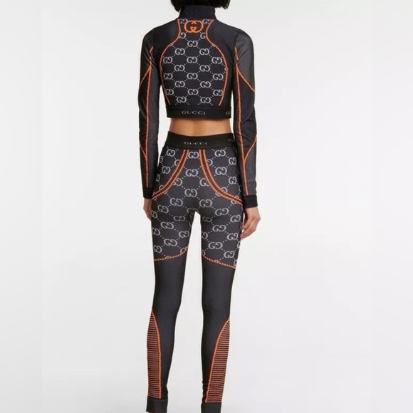 Gucci logos stretch set jacket 482 & leggings $482 each super stretchy new M. - Picture 11 of 14